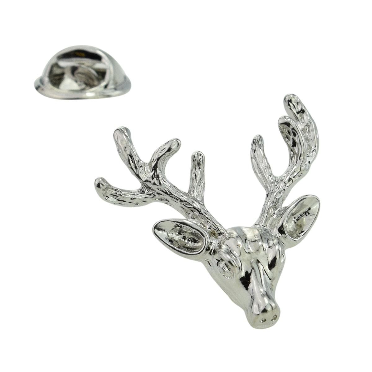 Stags Head with Full Antlers Lapel Pin Badge