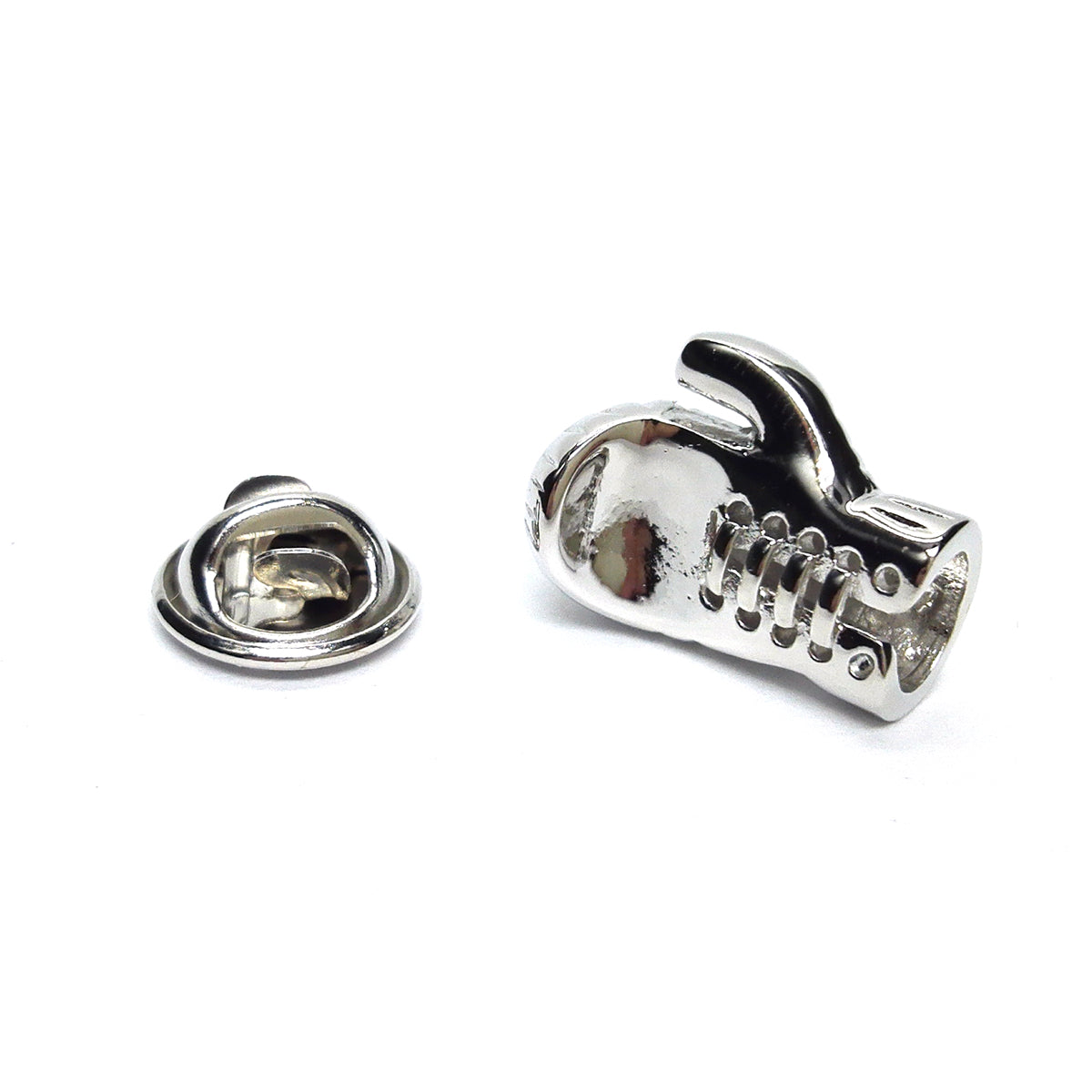 Rhodium Plated Boxing Glove Lapel Pin Badge