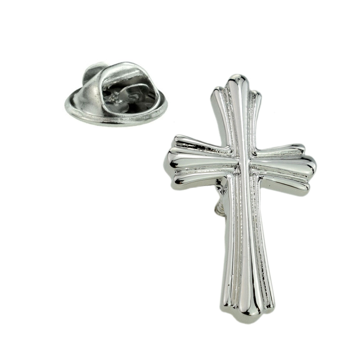 Ornate Christian Cross Lapel Pin Badge