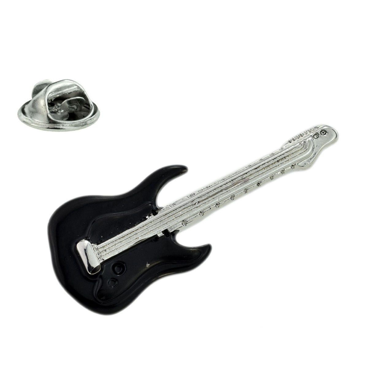 Black Electric Guitar Music Lapel Pin Badge