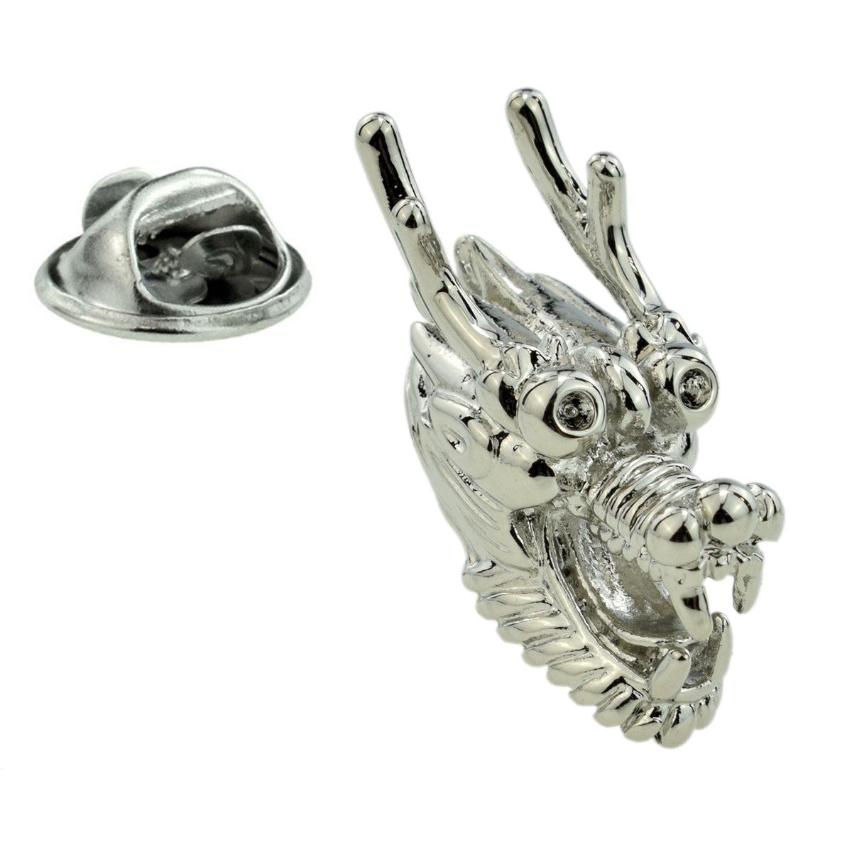 Chinese Style Dragons Head Lapel Pin Badge