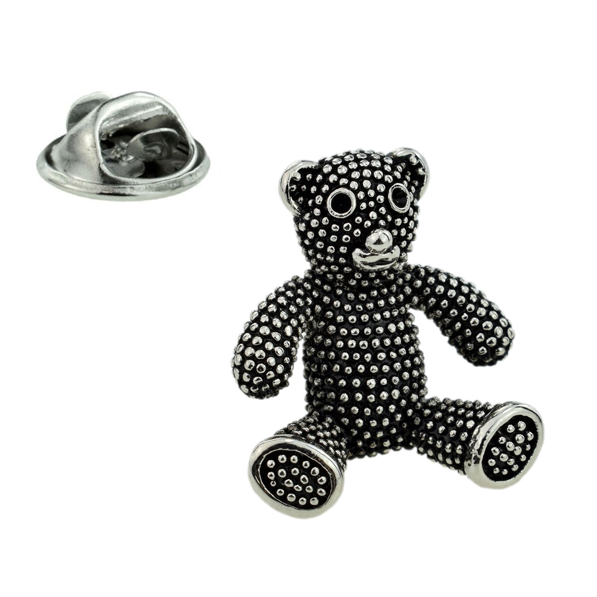 Antique Finish Teddy Bear Lapel Pin Badge