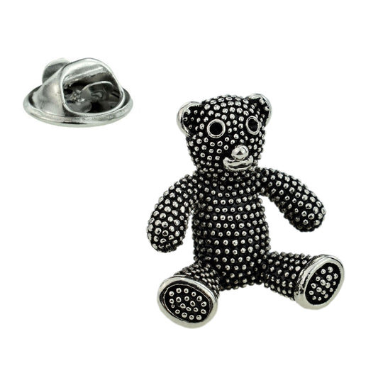 Antique Finish Teddy Bear Lapel Pin Badge