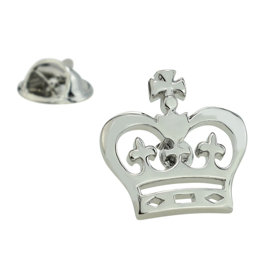 Rhodium Plated Flat Crown Design Lapel Pin Badge