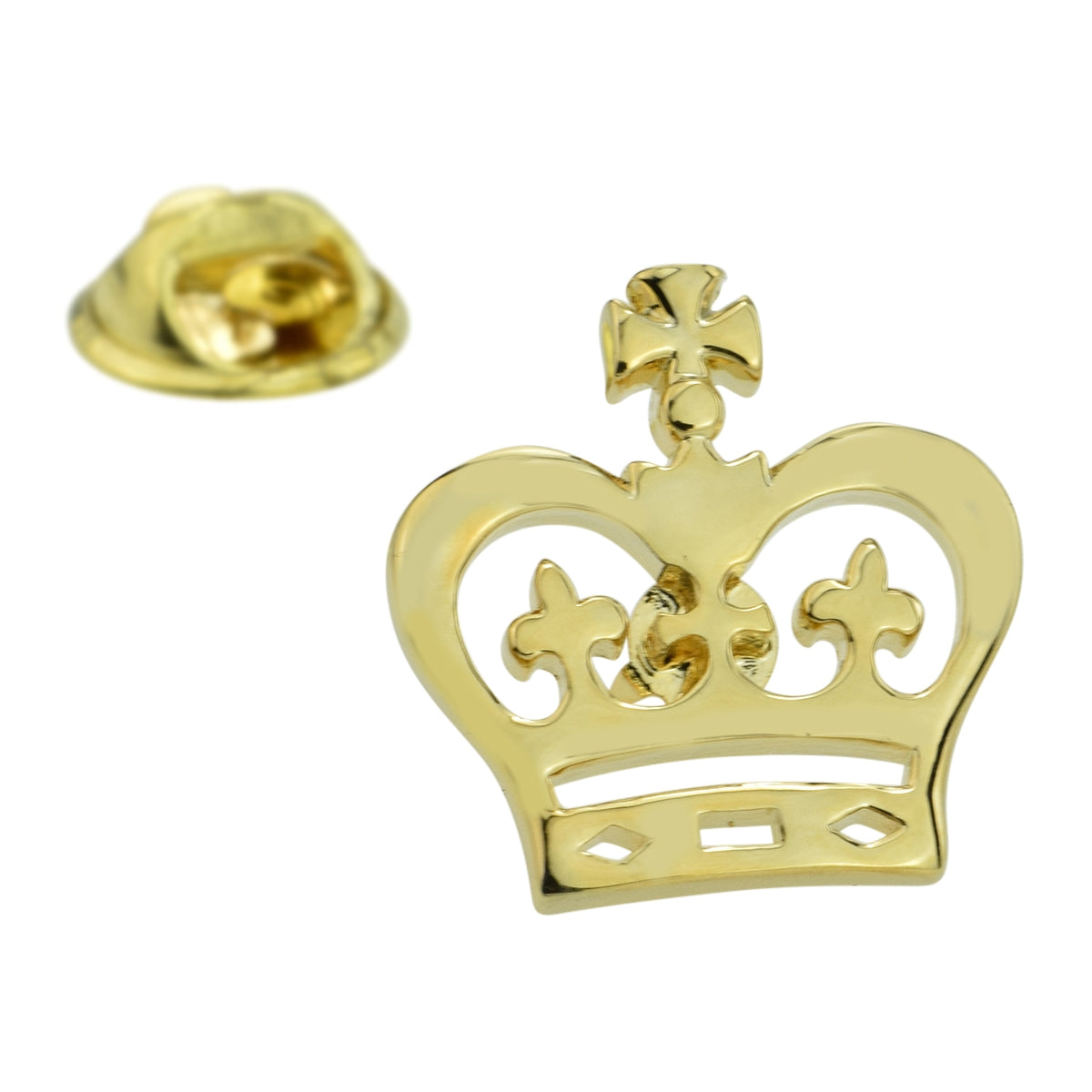 Gold Plated Flat Crown Design Lapel Pin Badge