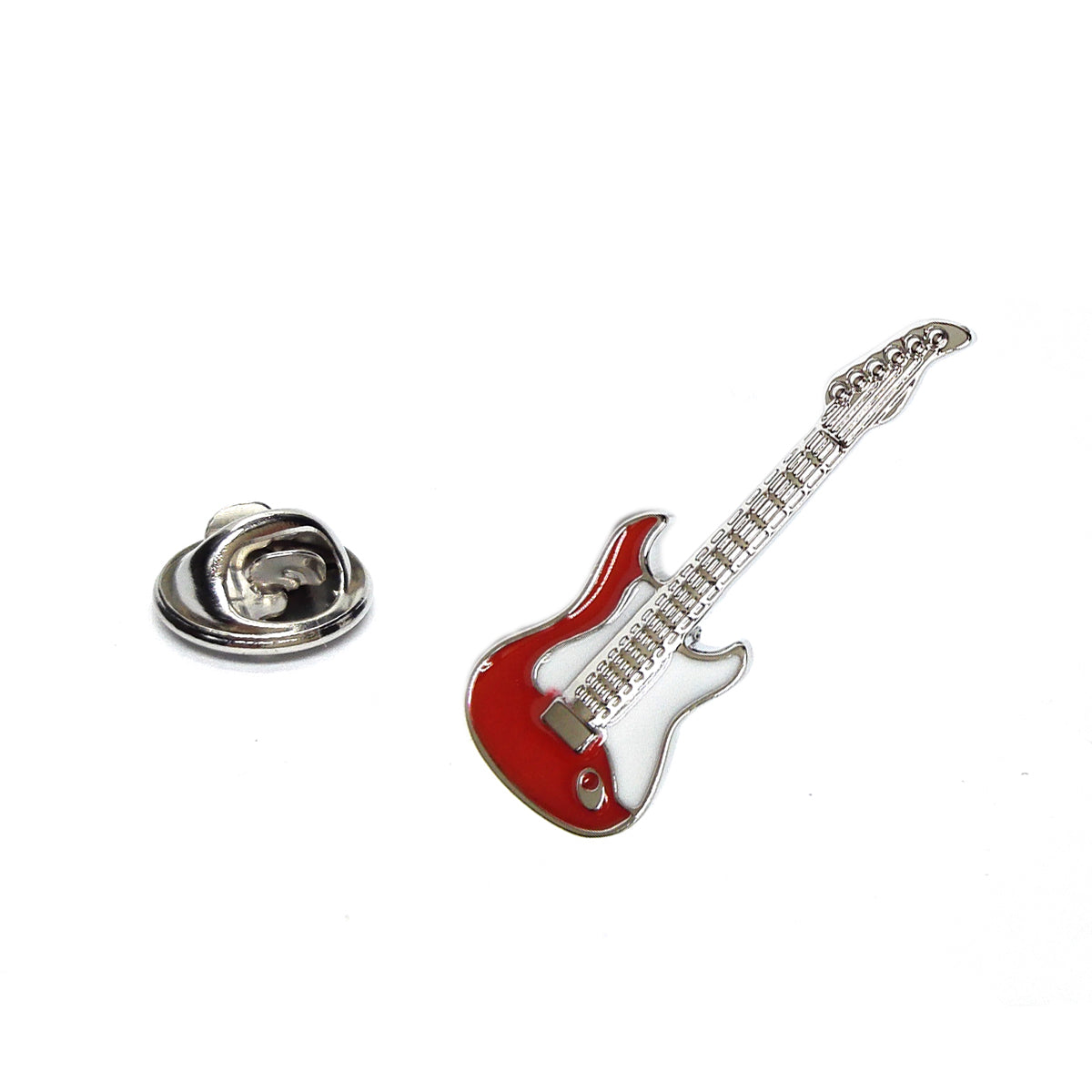 Red Electric Guitar Music Lapel Pin Badge