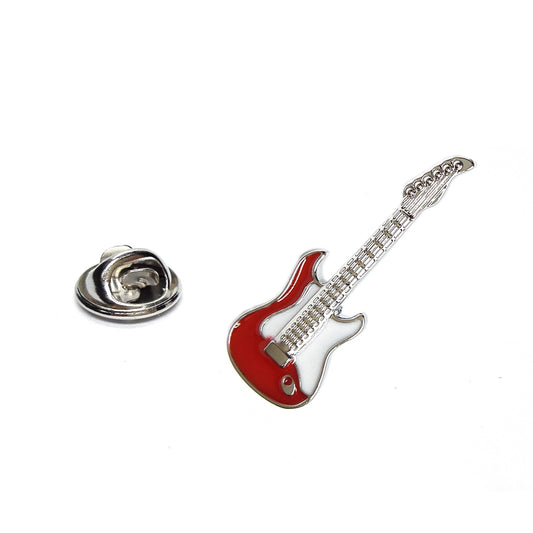 Red Electric Guitar Music Lapel Pin Badge