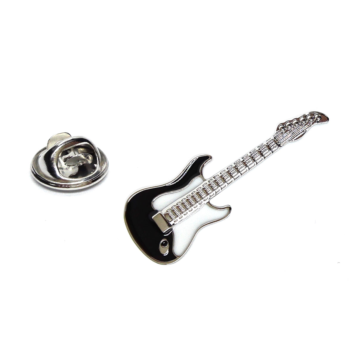 Black Electric Guitar Music Lapel Pin Badge