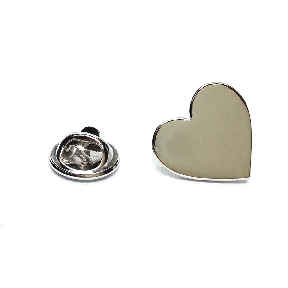 Rhodium Plated Heart Shaped Lapel Pin Badge