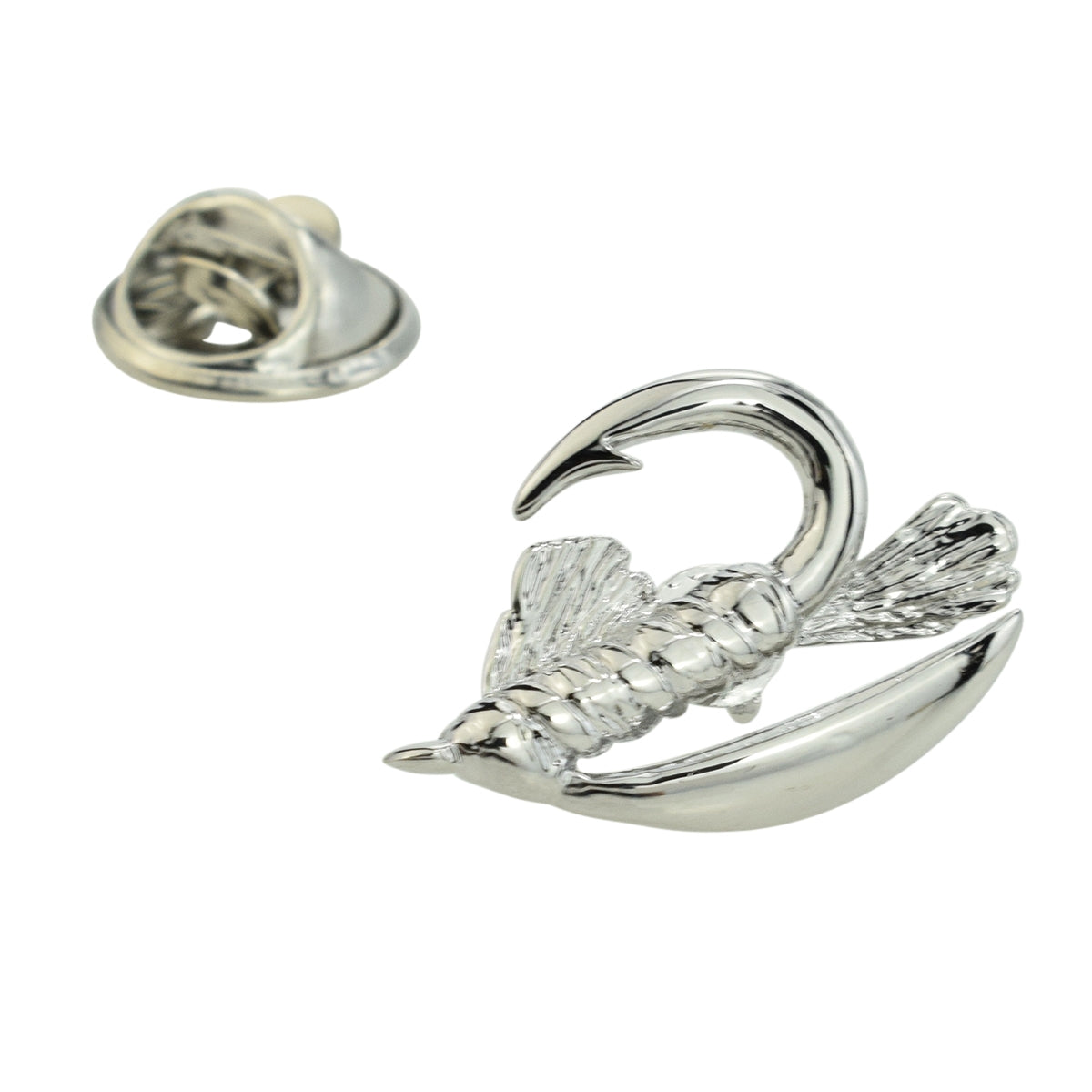 Fly Fishing Hook Lapel Pin Badge