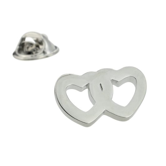 Interlocking Twin Hearts Lapel Pin Badge