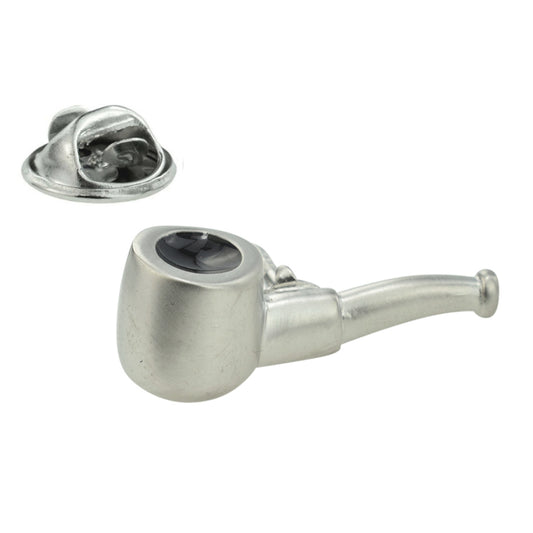 Matt Finish Straight Smoking Pipe Lapel Pin Badge