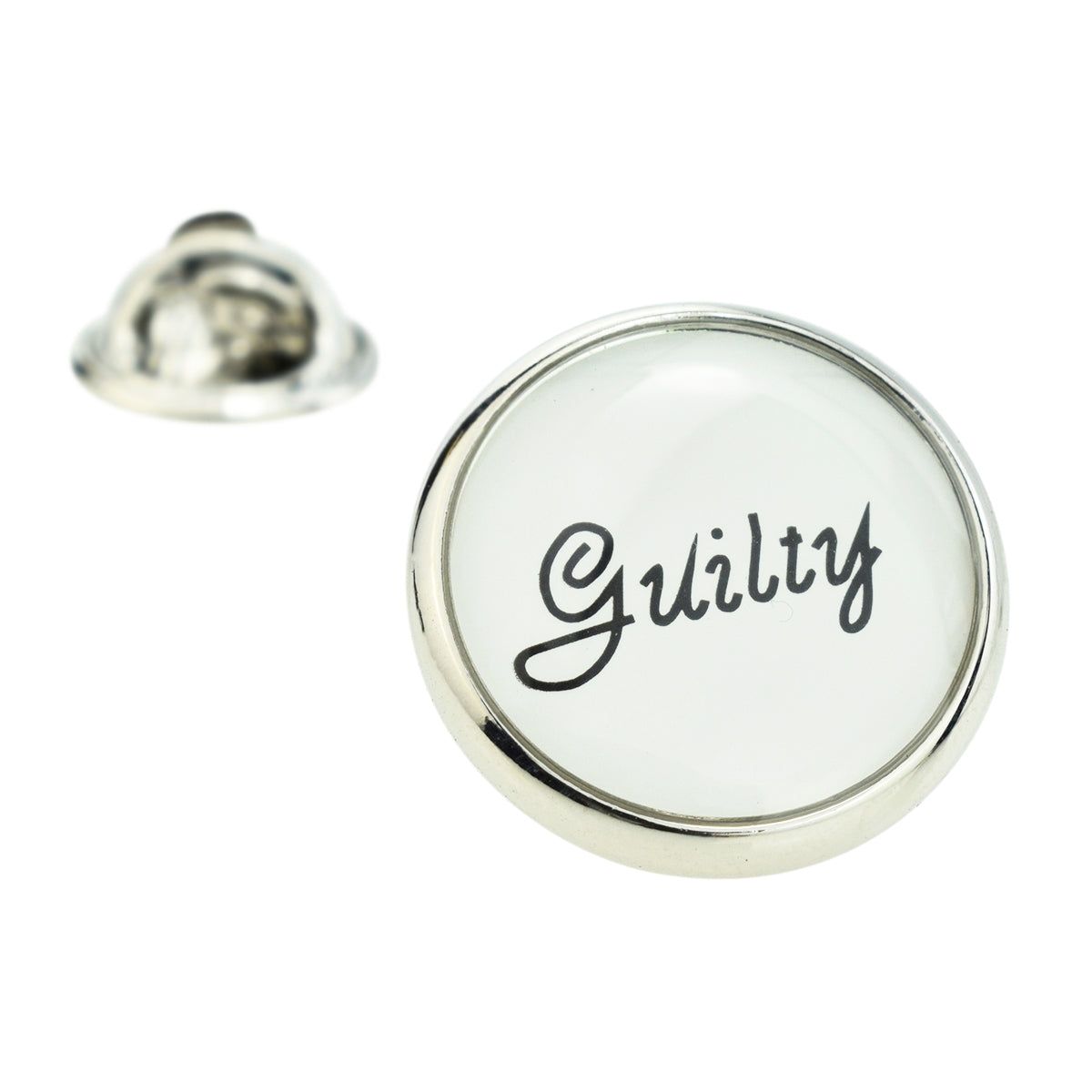 Guilty Script Font Lapel Pin Badge