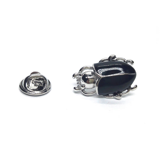 Detailed Black Scarab Egyptian Beetle Lapel Pin Badge