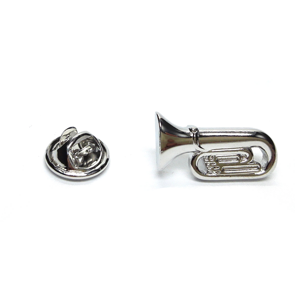 Silver Coloured Tuba Music Lapel Pin Badge