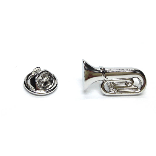 Silver Coloured Tuba Music Lapel Pin Badge