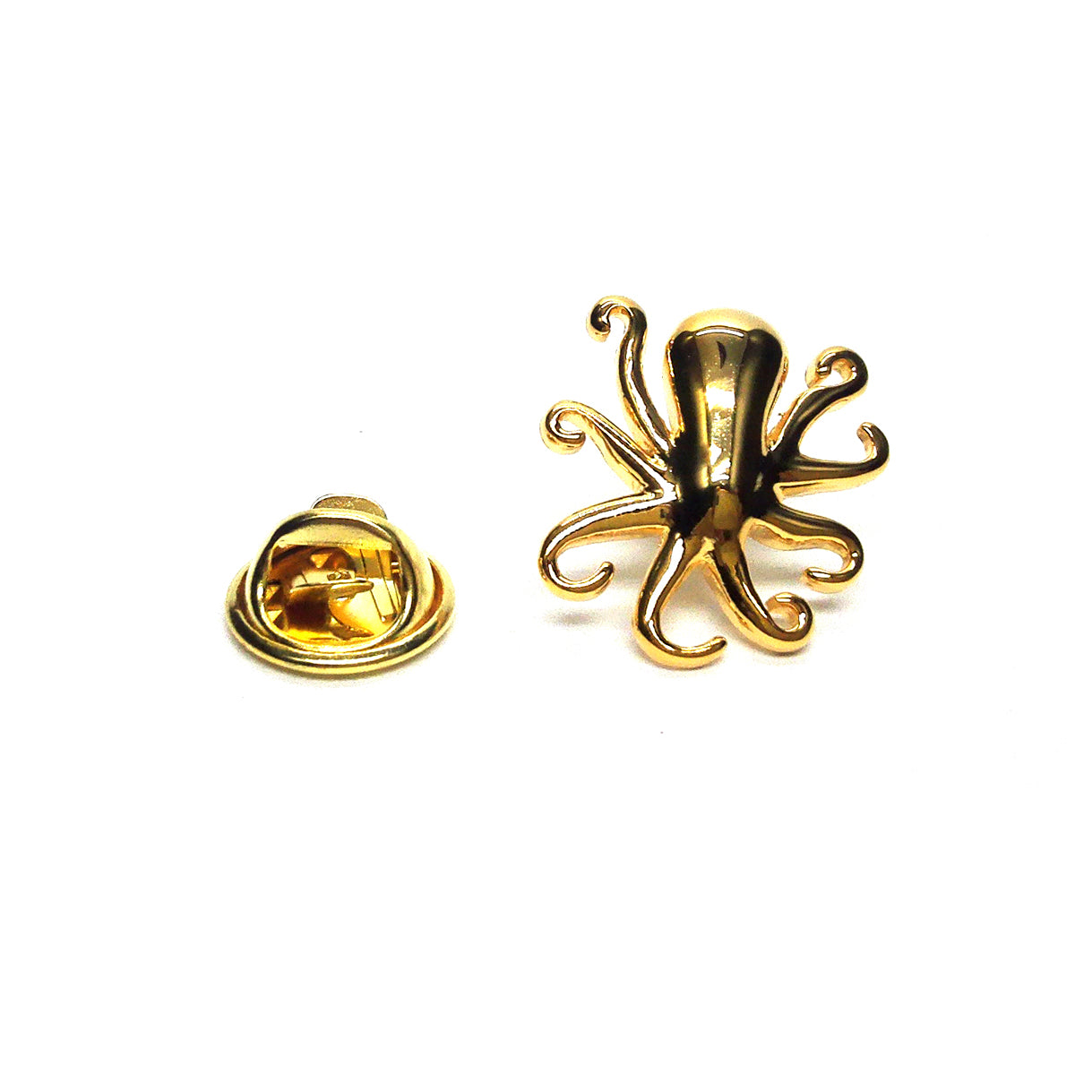 Gold Plated Octopus Lapel Pin Badge