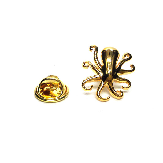 Gold Plated Octopus Lapel Pin Badge