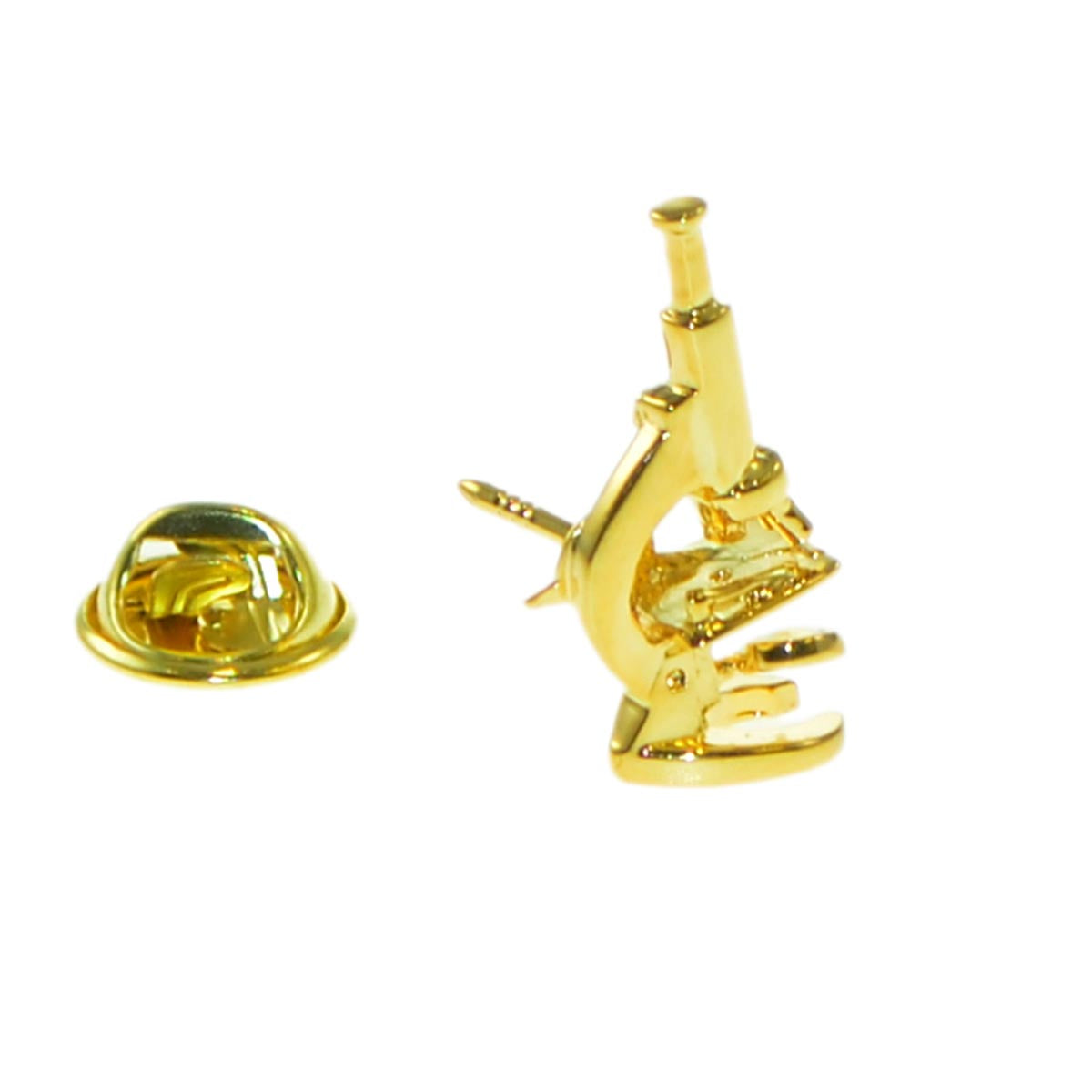 Gold Plated Microscope Lapel Pin Badge