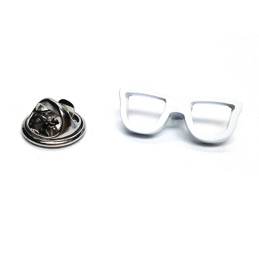 Geeky White Glasses Lapel Pin Badge