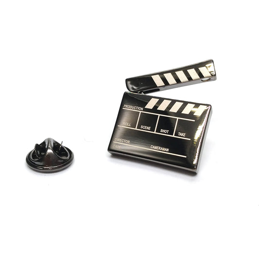 Film Clapperboard with Moving Parts Lapel Pin Badge
