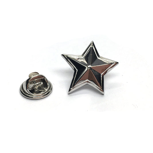 Rhodium Plated Star Lapel Pin Badge
