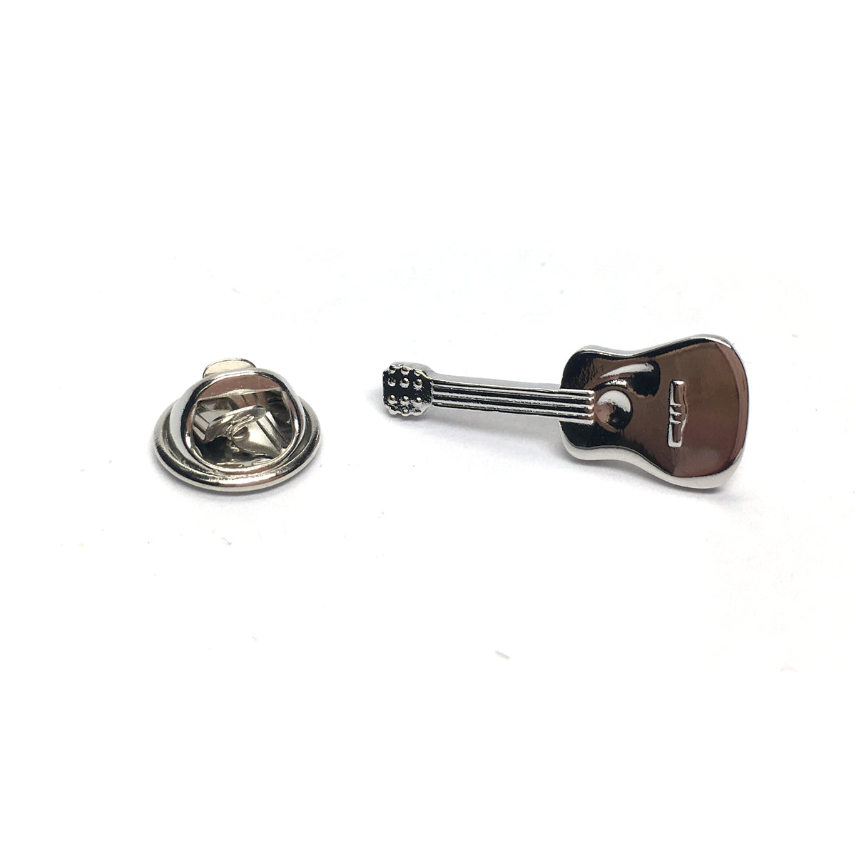 Rhodium Plated Acoustic Guitar Music Lapel Pin Badge
