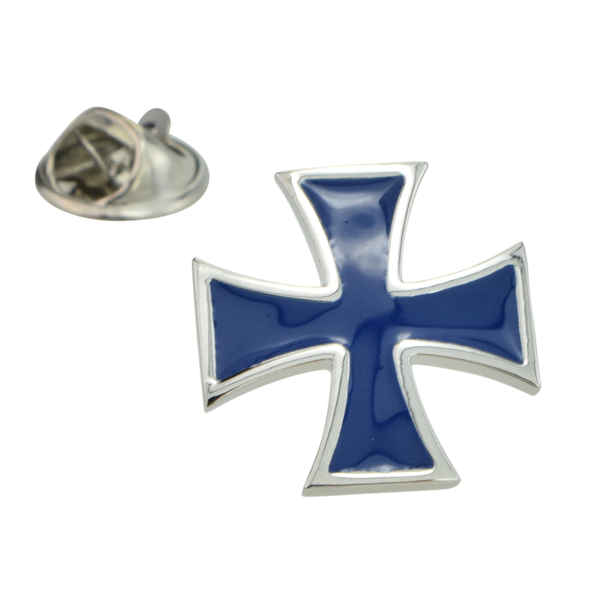 Blue Maltese Cross Lapel Pin Badge