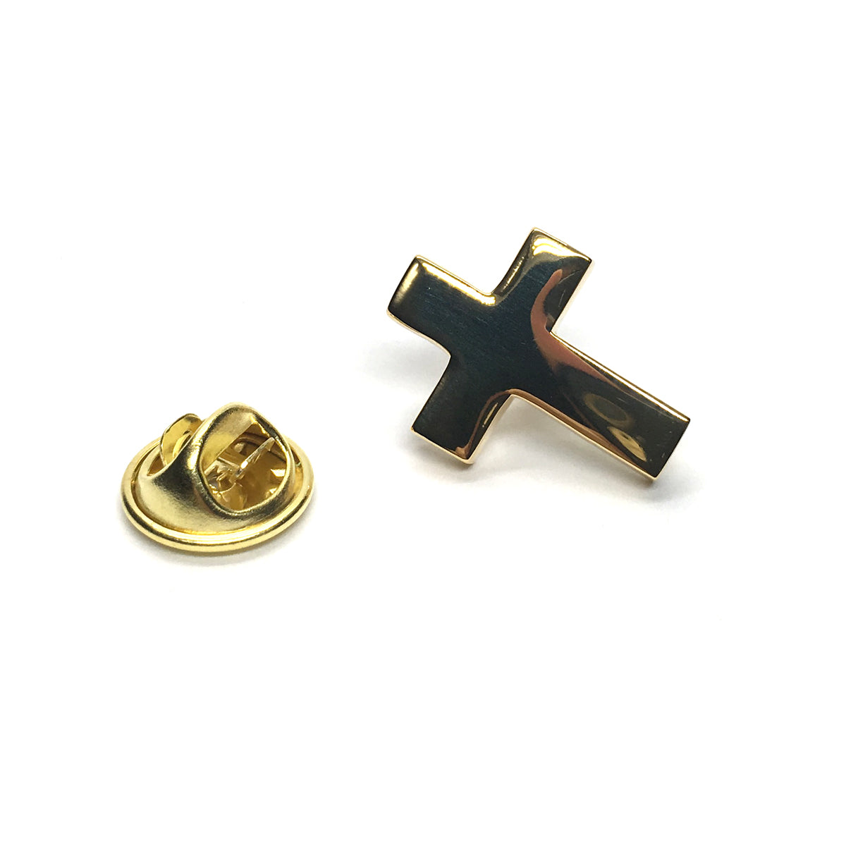 Gold Plated Christian Cross Lapel Pin Badge