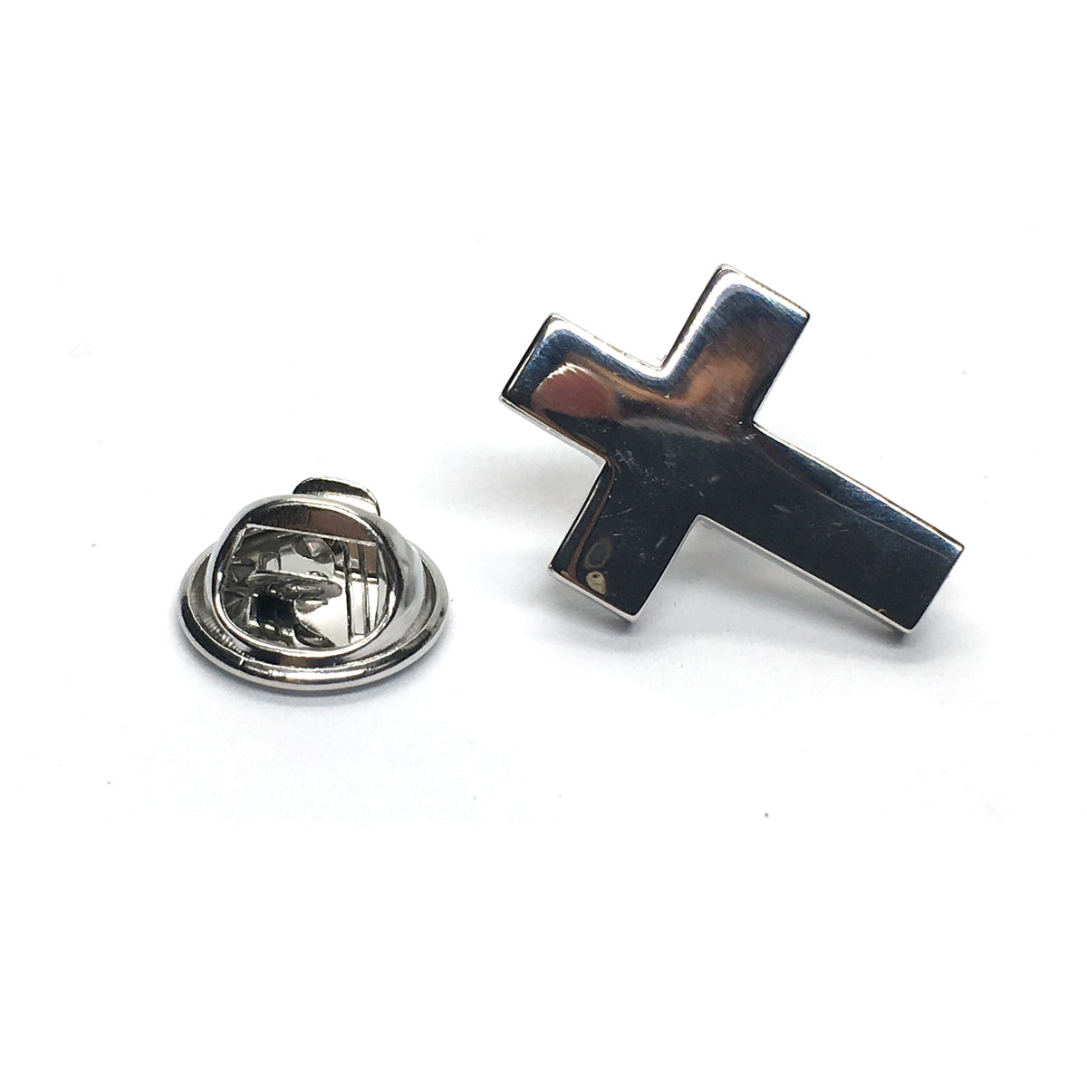 Rhodium Plated Christian Cross Lapel Pin Badge