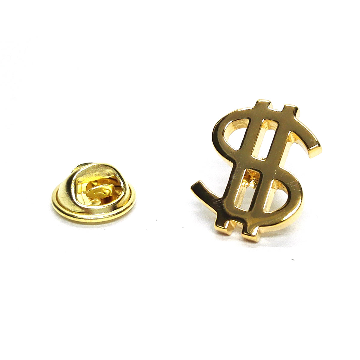 Gold Plated $ Dollar Sign Lapel Pin Badge