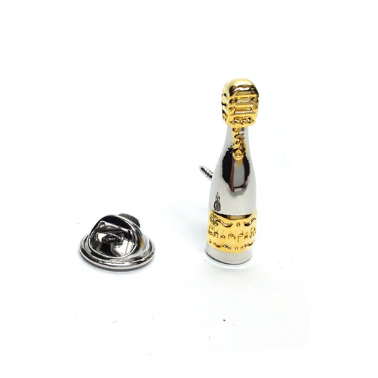 Two Tone Champagne Bottle Design Lapel Pin Badge
