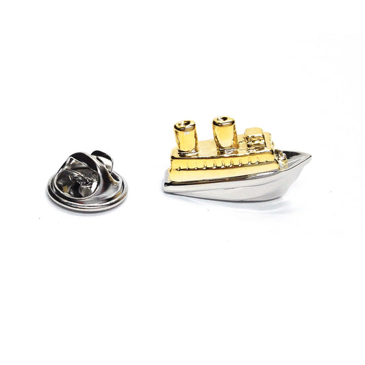 Two Tone Ship Lapel Pin Badge
