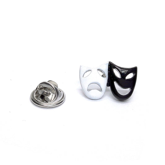 Black & White Theatre Opera Masks Music Drama Lapel Pin Badge
