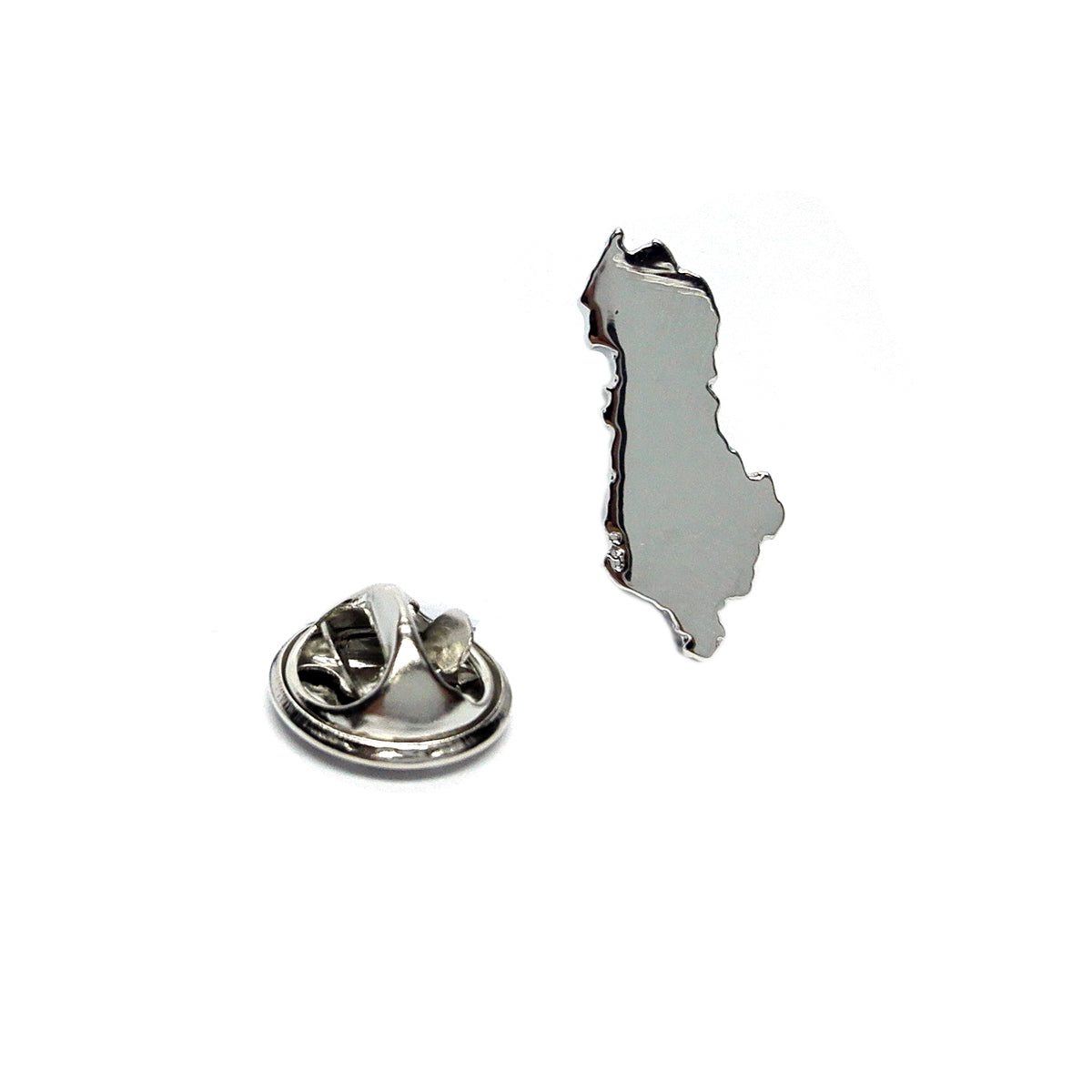 Outline Map of Albania Rhodium Plated Lapel Tie Pin