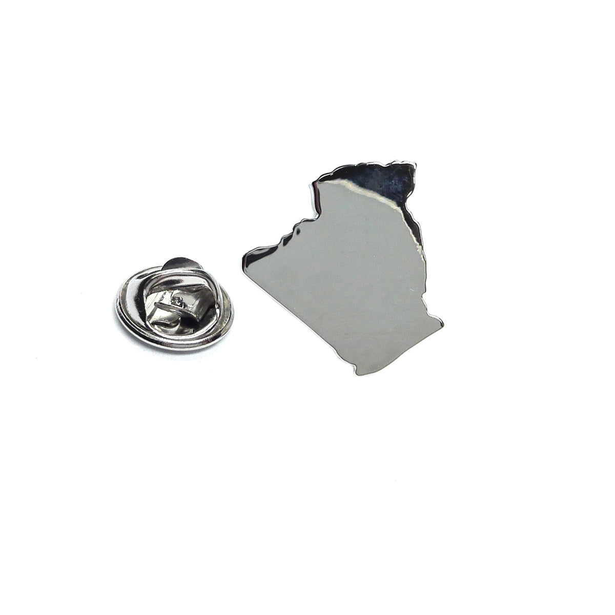 Outline Map of Algeria Rhodium Plated Lapel Tie Pin