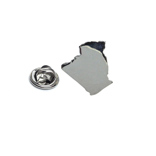 Outline Map of Algeria Rhodium Plated Lapel Tie Pin