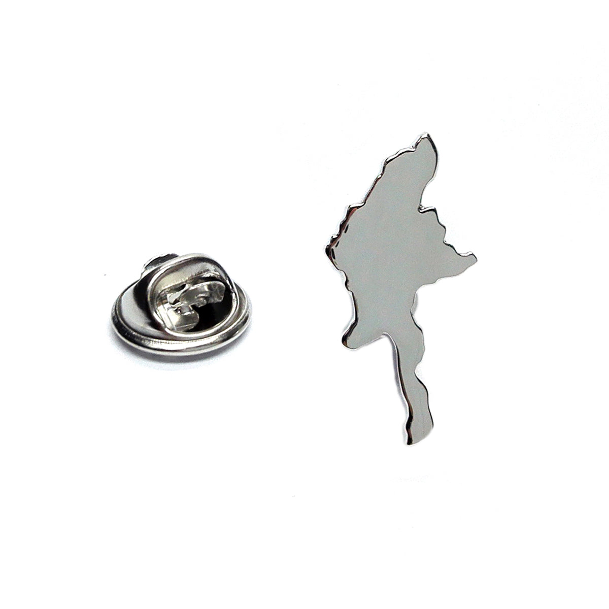 Outline Map of Burma Rhodium Plated Lapel Tie Pin