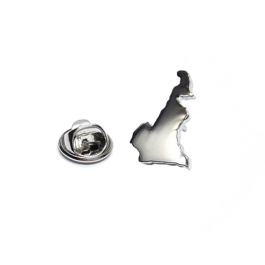 Outline Map of Cameroon Rhodium Plated Lapel Tie Pin