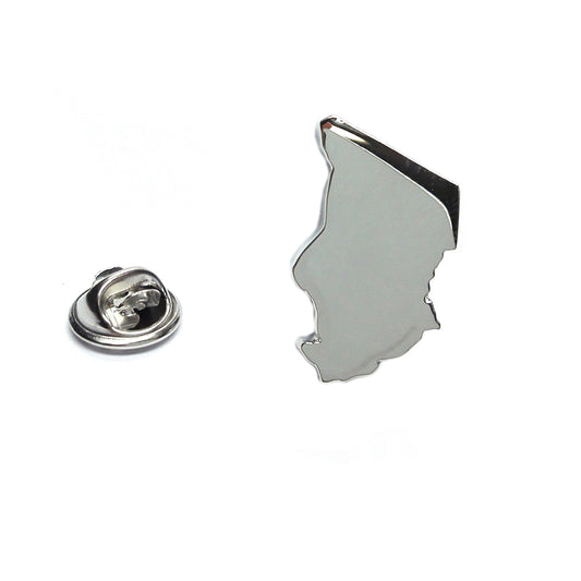 Outline Map of Chad Rhodium Plated Lapel Tie Pin