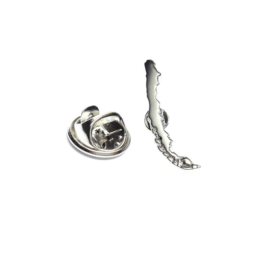 Outline Map of Chile Rhodium Plated Lapel Tie Pin