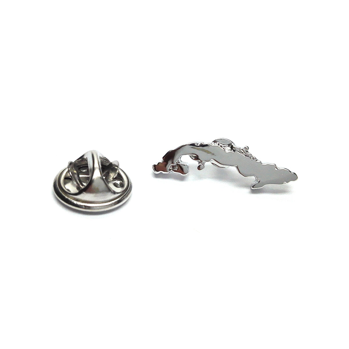 Outline Map of Cuba Rhodium Plated Lapel Tie Pin