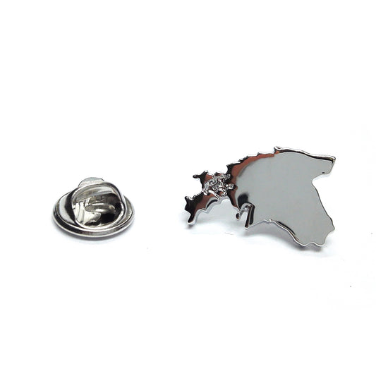 Outline Map of Estonia Rhodium Plated Lapel Tie Pin