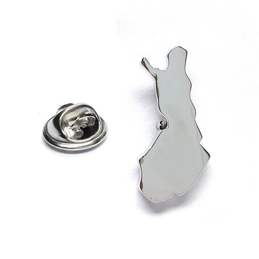 Outline Map of Finland Rhodium Plated Lapel Tie Pin