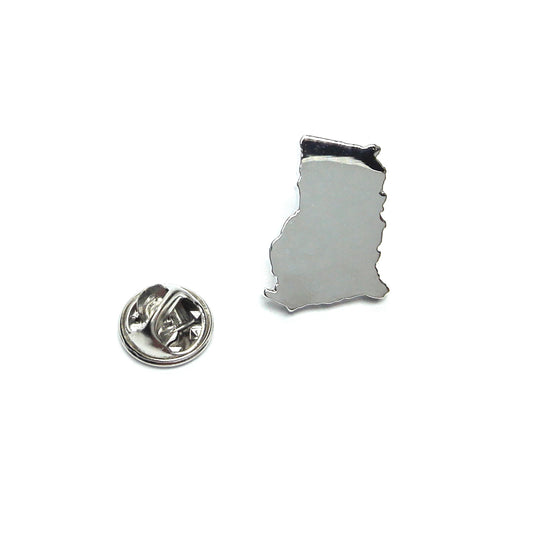 Outline Map of Ghana Rhodium Plated Lapel Tie Pin