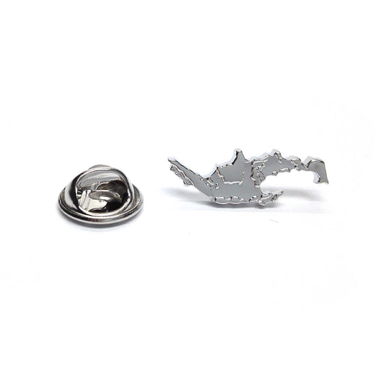 Outline Map of Indonesia Rhodium Plated Lapel Tie Pin