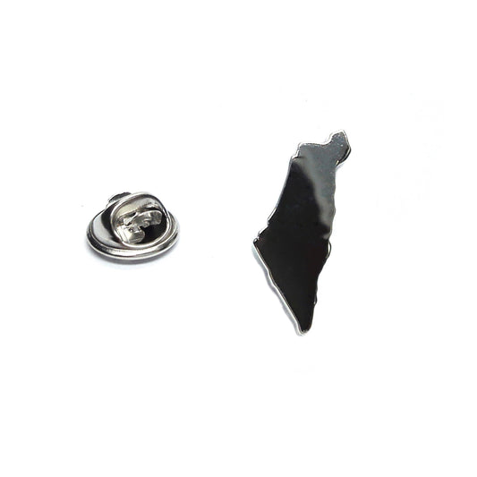 Outline Map of Israel Rhodium Plated Lapel Tie Pin