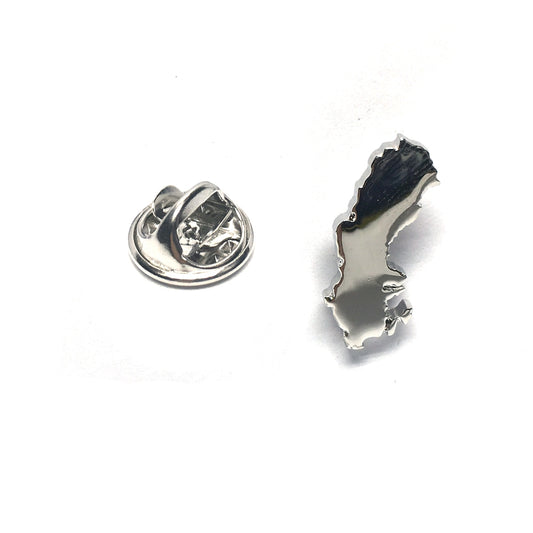 Outline Map of Sweden Lapel Pin Badge