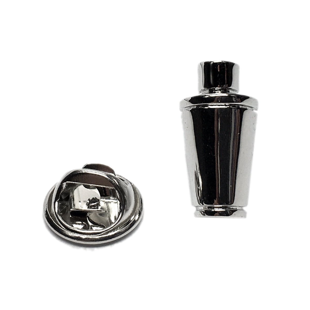Rhodium Plated Cocktail Shaker Lapel Pin Badge