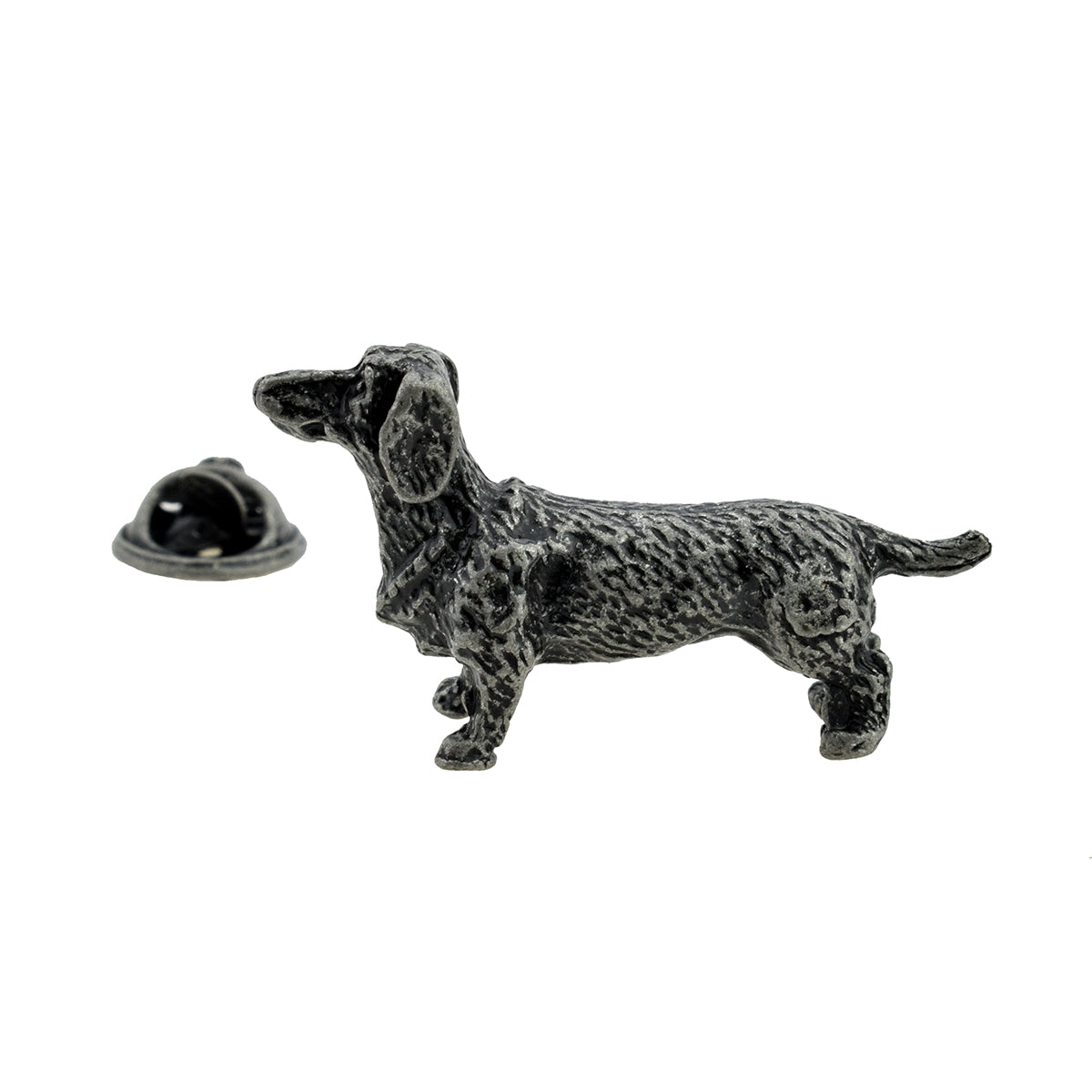 Antique Finish Pewter Dachshund Lapel Pin Badge